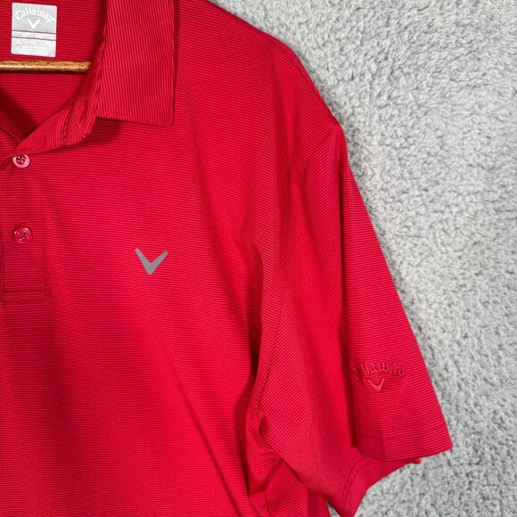 Callaway Mens Golf Stripe Polo XL Short Sleeve Red Opti Dri - Picture 3 of 9